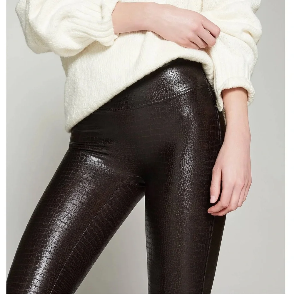 SPANX Black High-Waist Faux-Leather Leggings